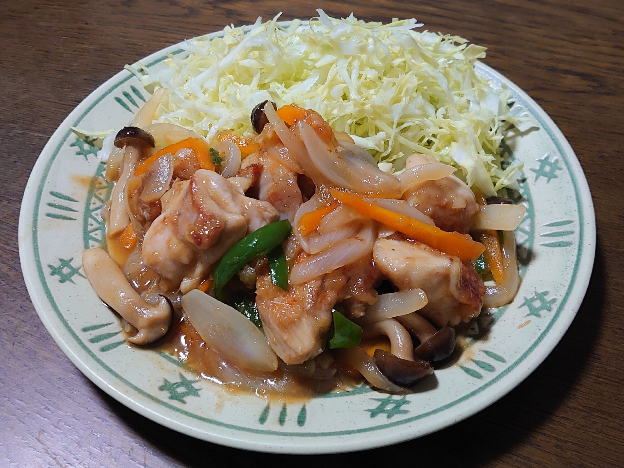 野菜たくさん 鶏もも肉と新玉ねぎの生姜焼き