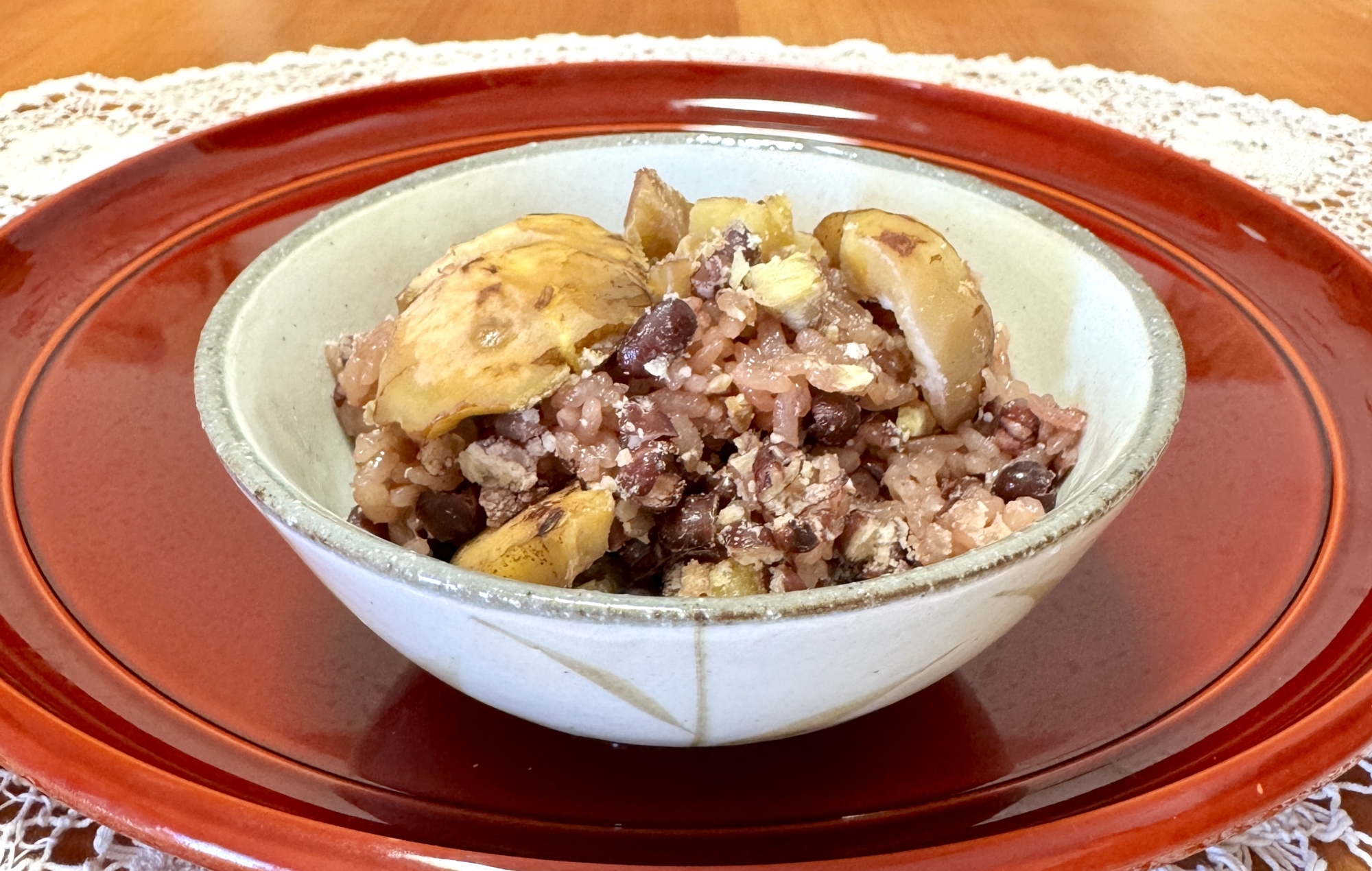 作り置きの2品で！栗と小豆の☆おこわ