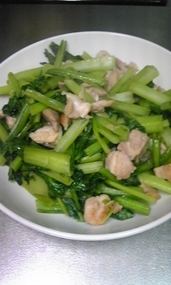 小松菜と鶏肉の和風炒め