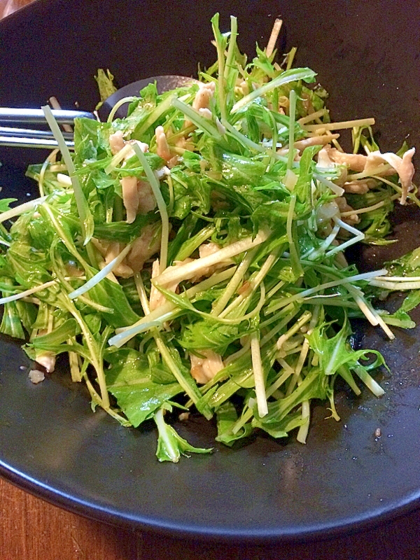水菜と筍とささみのサラダ