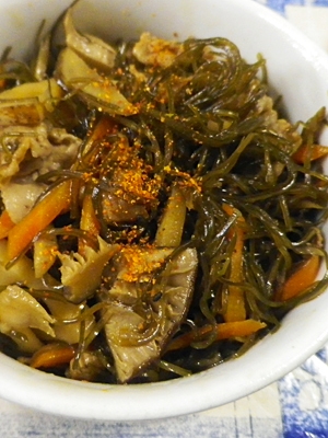 豚昆布根菜椎茸の煮物