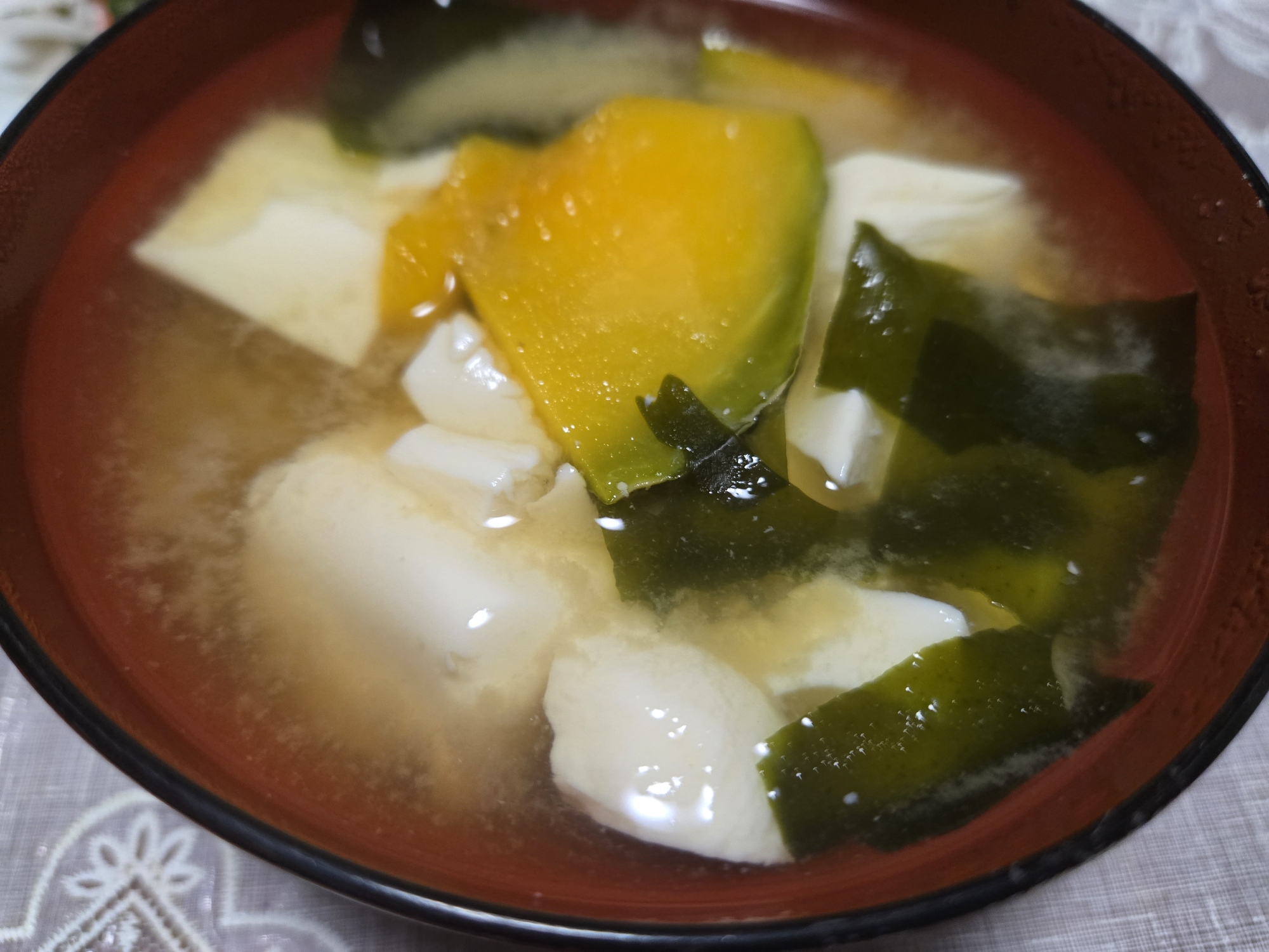 かぼちゃと豆腐のお味噌汁