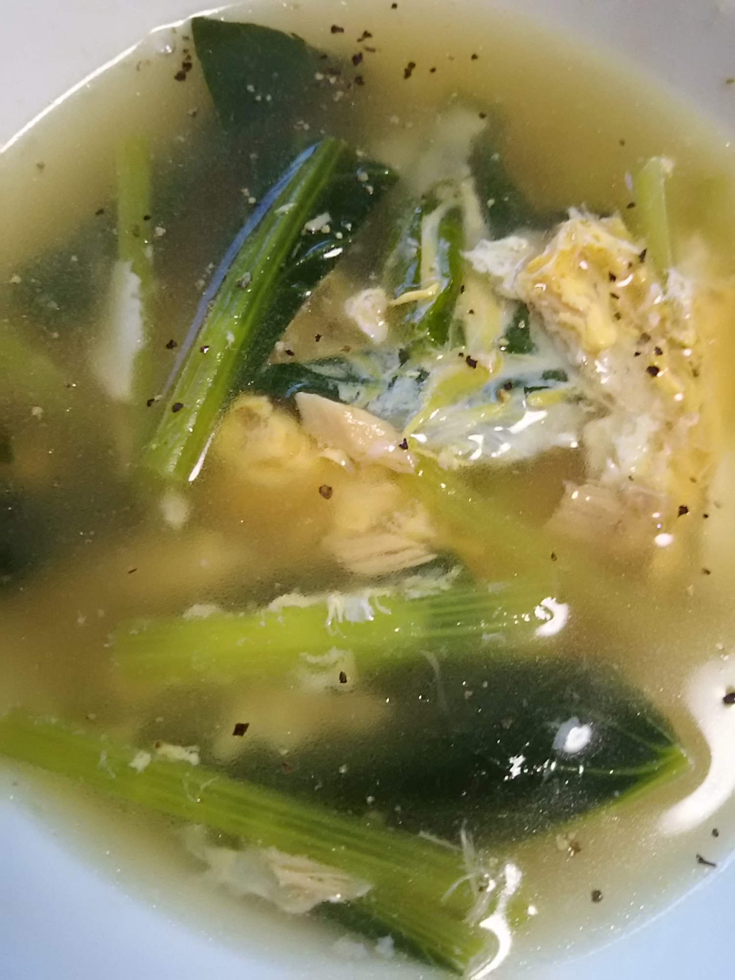ツナと小松菜の卵スープ(^^)
