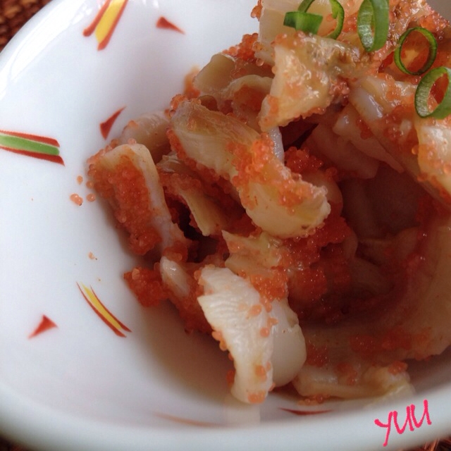 ホッキ貝のひもの明太子和え