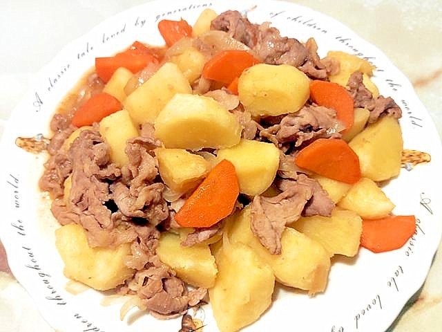 煮ないで作る！時短の豚こま入り肉じゃが♪