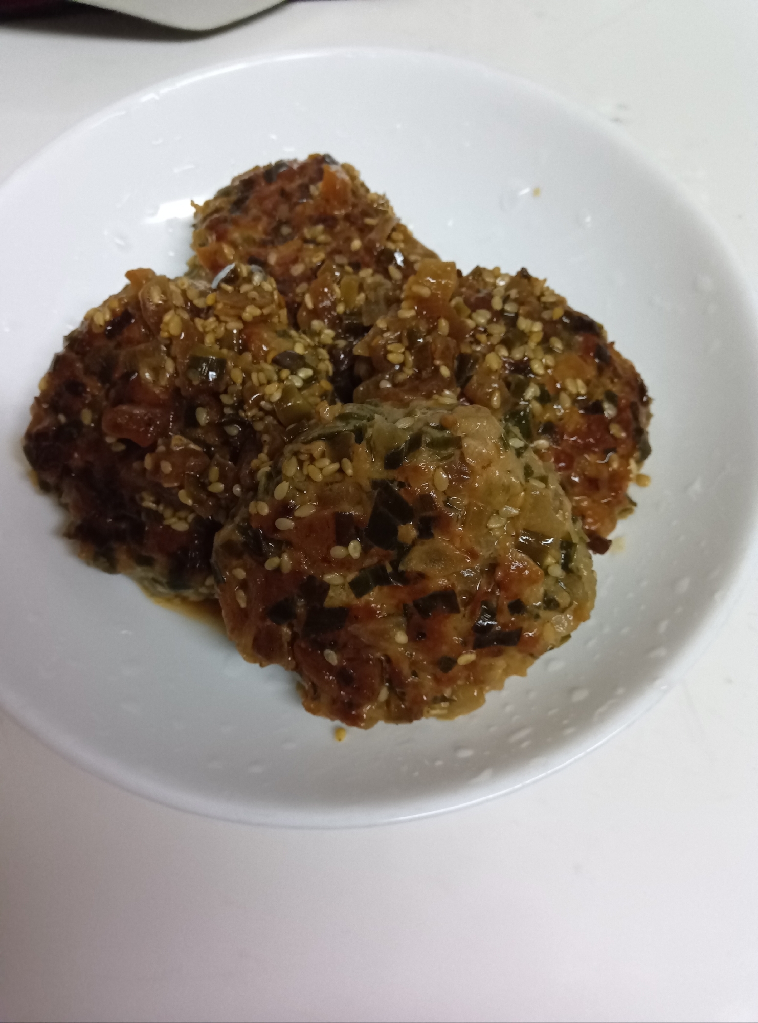 ニラたっぷり甘酢つくね