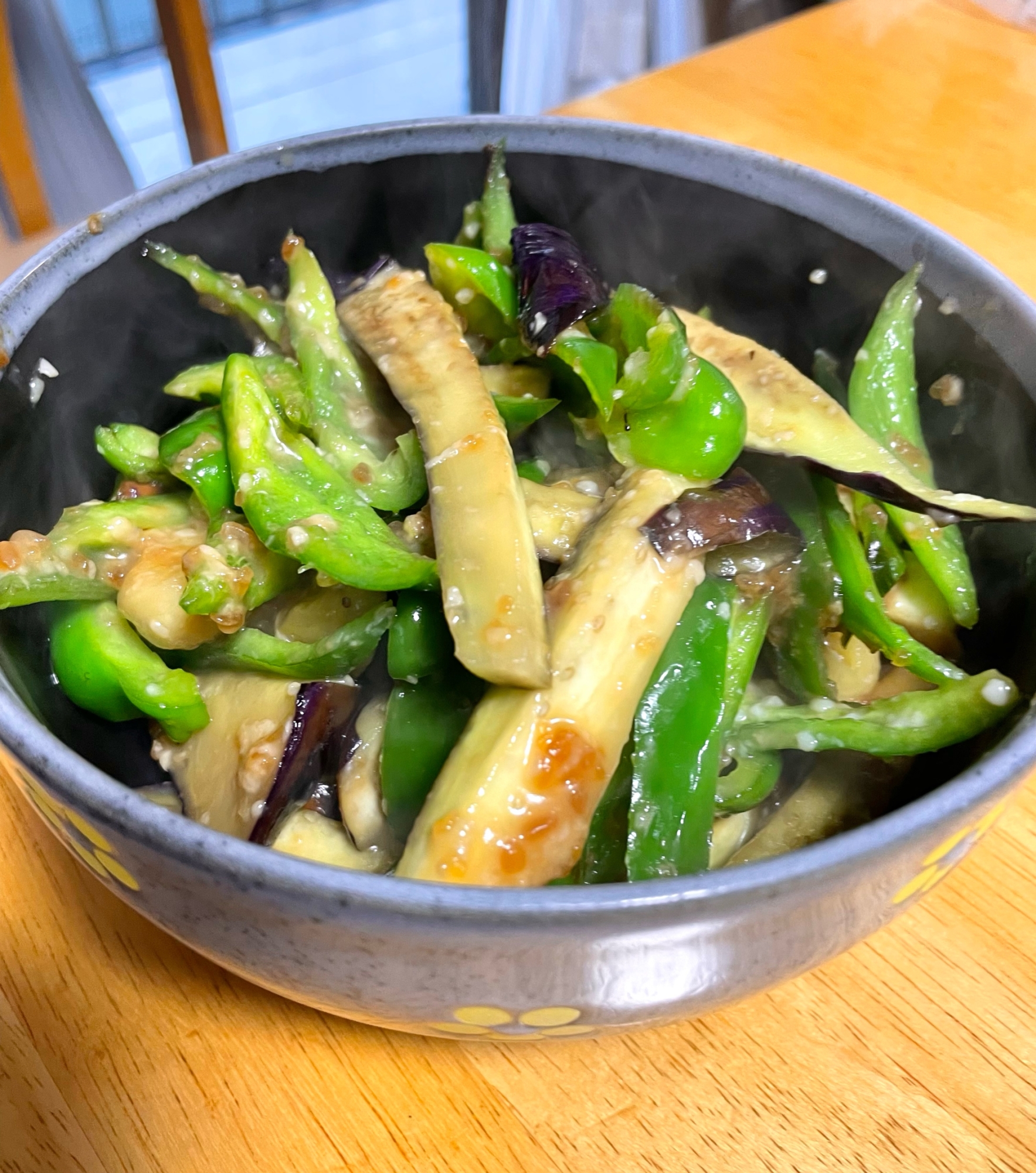 ナスとピーマンの醤油麹＆甘酒炒め