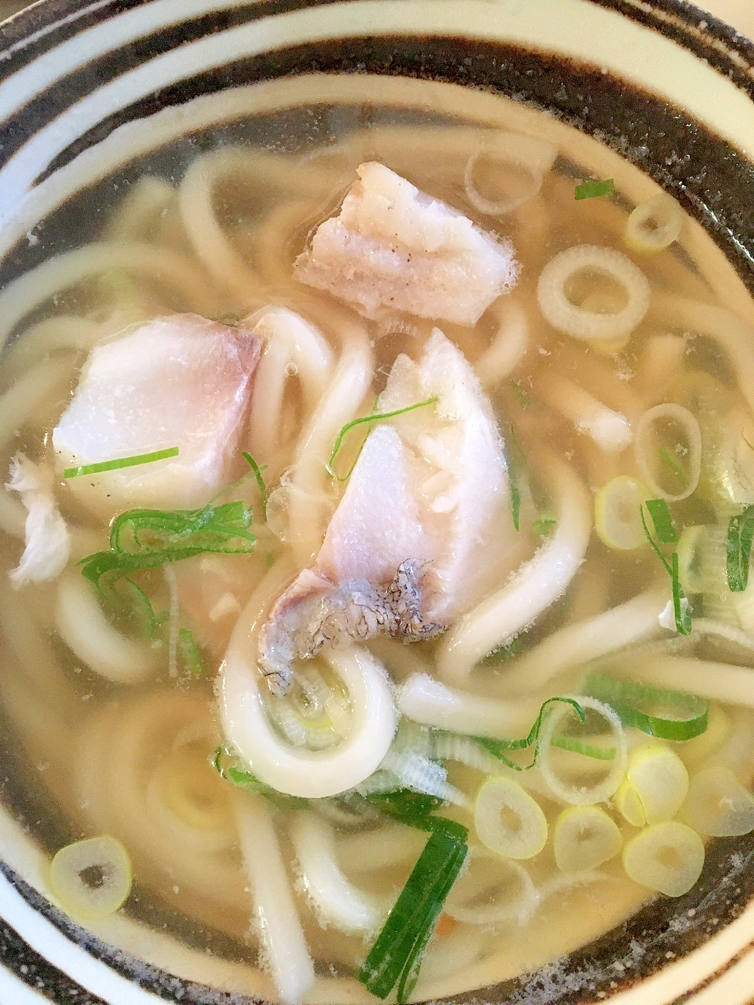 たらと九条ネギの暖かいうどん