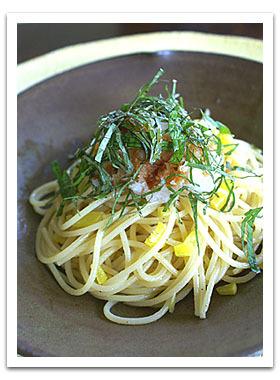 たくあん入りの大根おろしパスタ