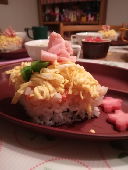 桃の節句レシピ★ひな祭りの菱形ちらし寿司