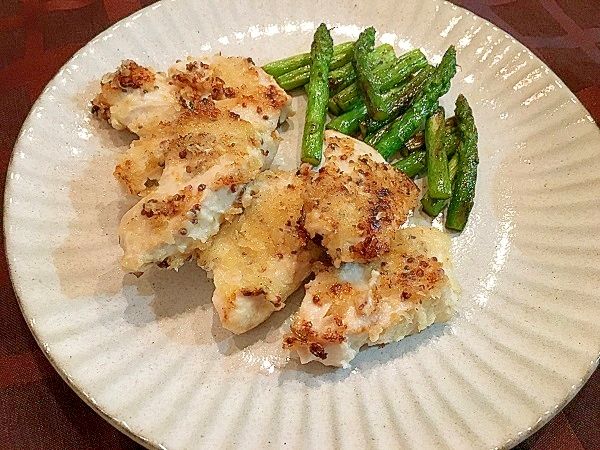 まぐろのマスタードパン粉焼き