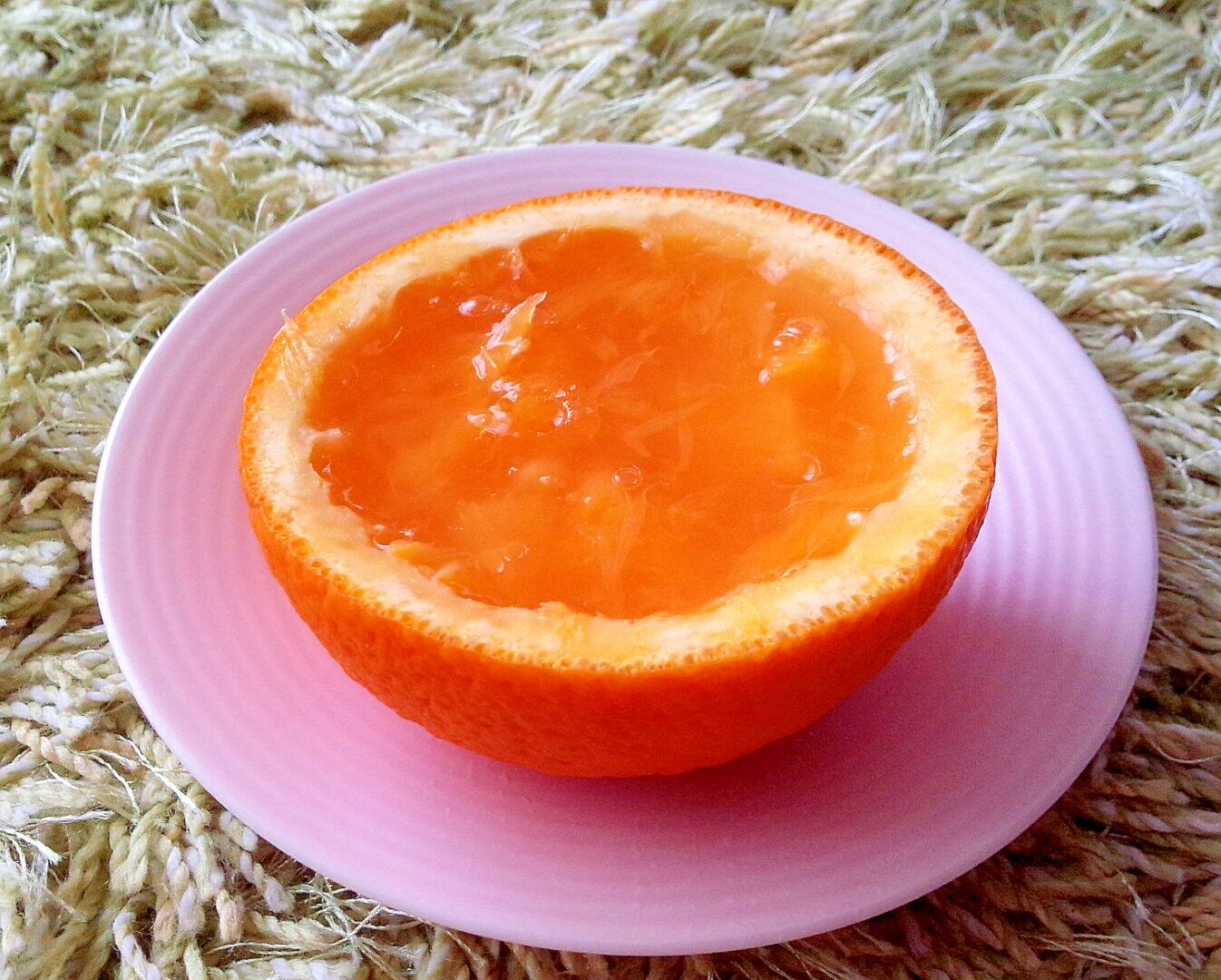 つぶつぶ感が美味しぃよ　♡オレンジで寒天デザート♡