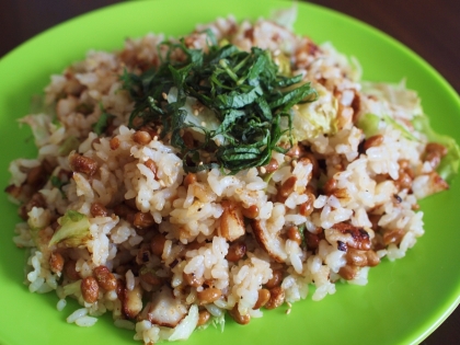 納豆チャーハンってどんな味んなんだろーと興味津々で作りましたが、美味しい～♪
全然ベタベタしてなくて、パクパク食べちゃいました(・∀・)