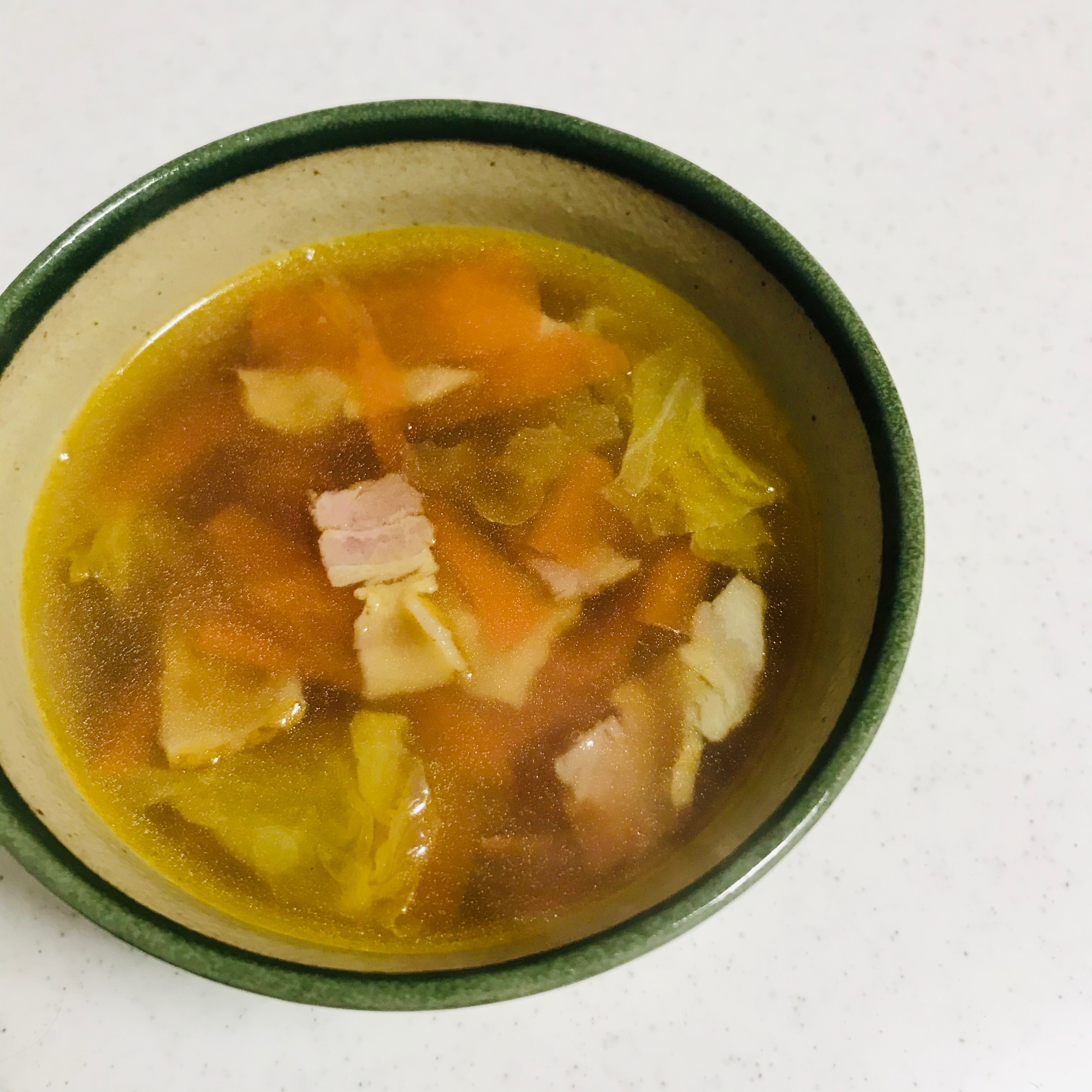 包丁まな板いらず☆ベーコンと野菜のスープ