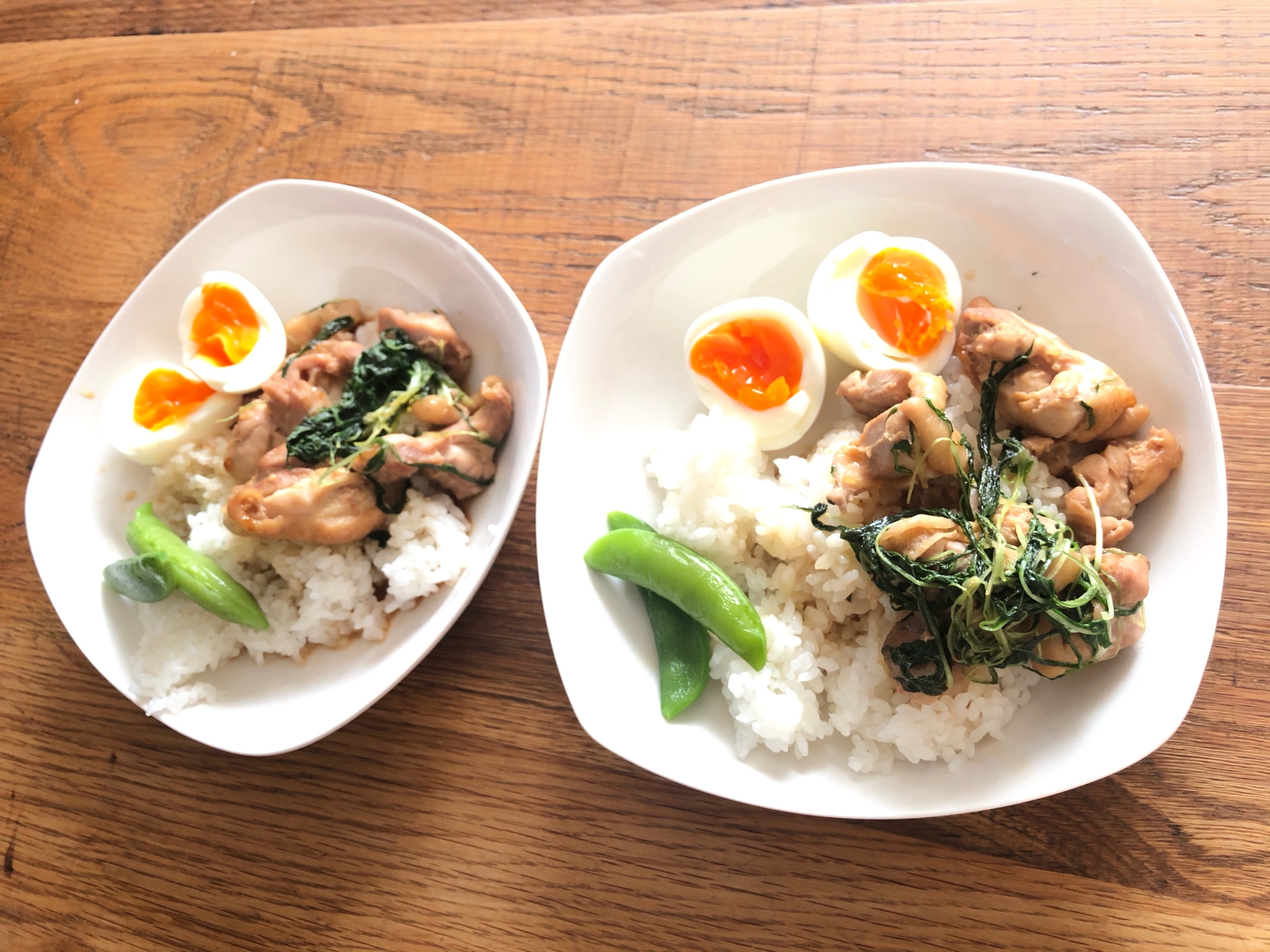 鶏もも肉と水菜の朝ごはん丼