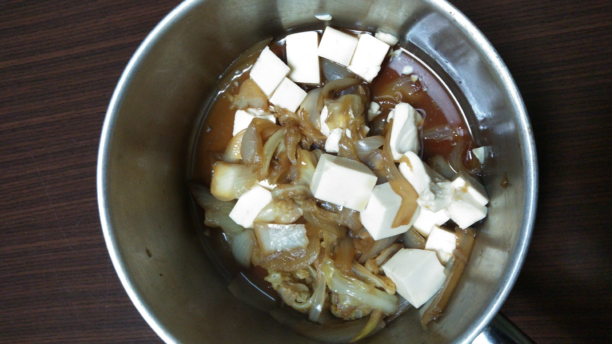 キャベツと玉ねぎの甘煮豆腐のせ
