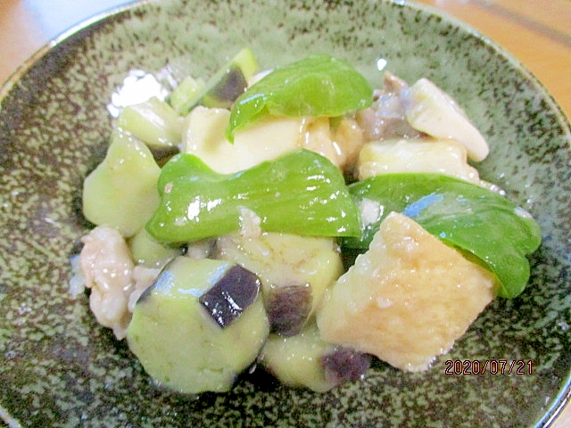 のど越し滑らか。ナスと厚揚げ炒め