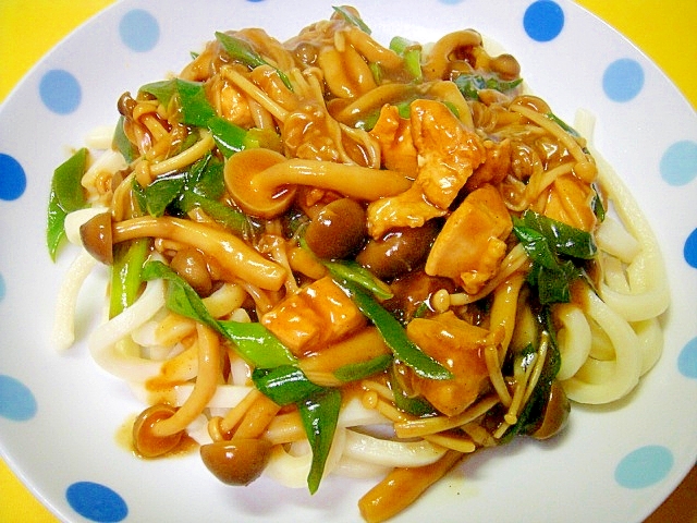 鶏ときのこの和風カレーあんかけうどん