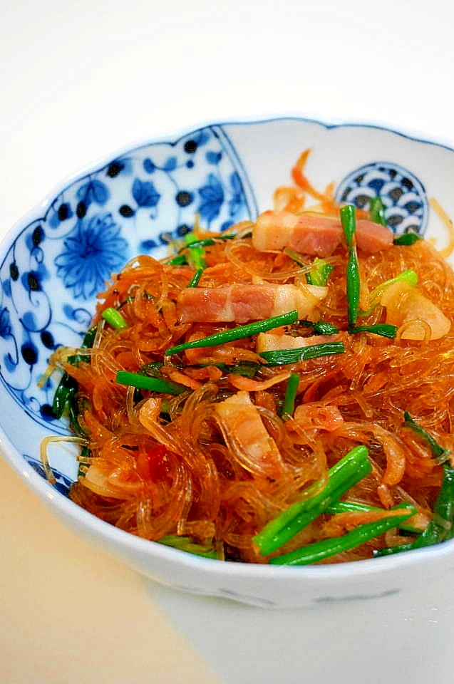 旨みが美味い！春雨と干しエビとベーコンの煮もの