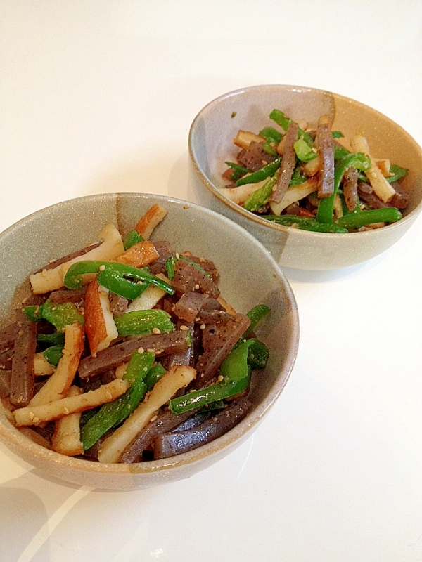 こんにゃくとピーマンの甘辛炒め煮