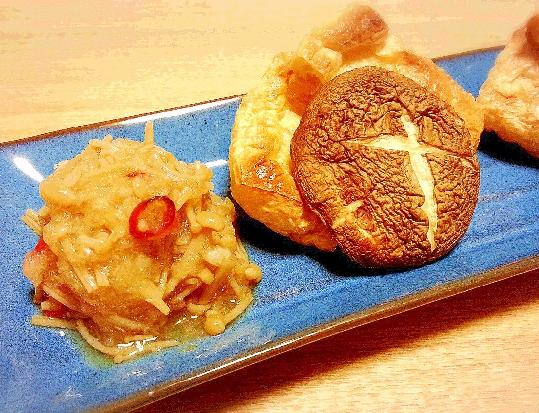 トースターで簡単 焼き油揚げ なめたけおろし レシピ 作り方 By こぶた 楽天レシピ