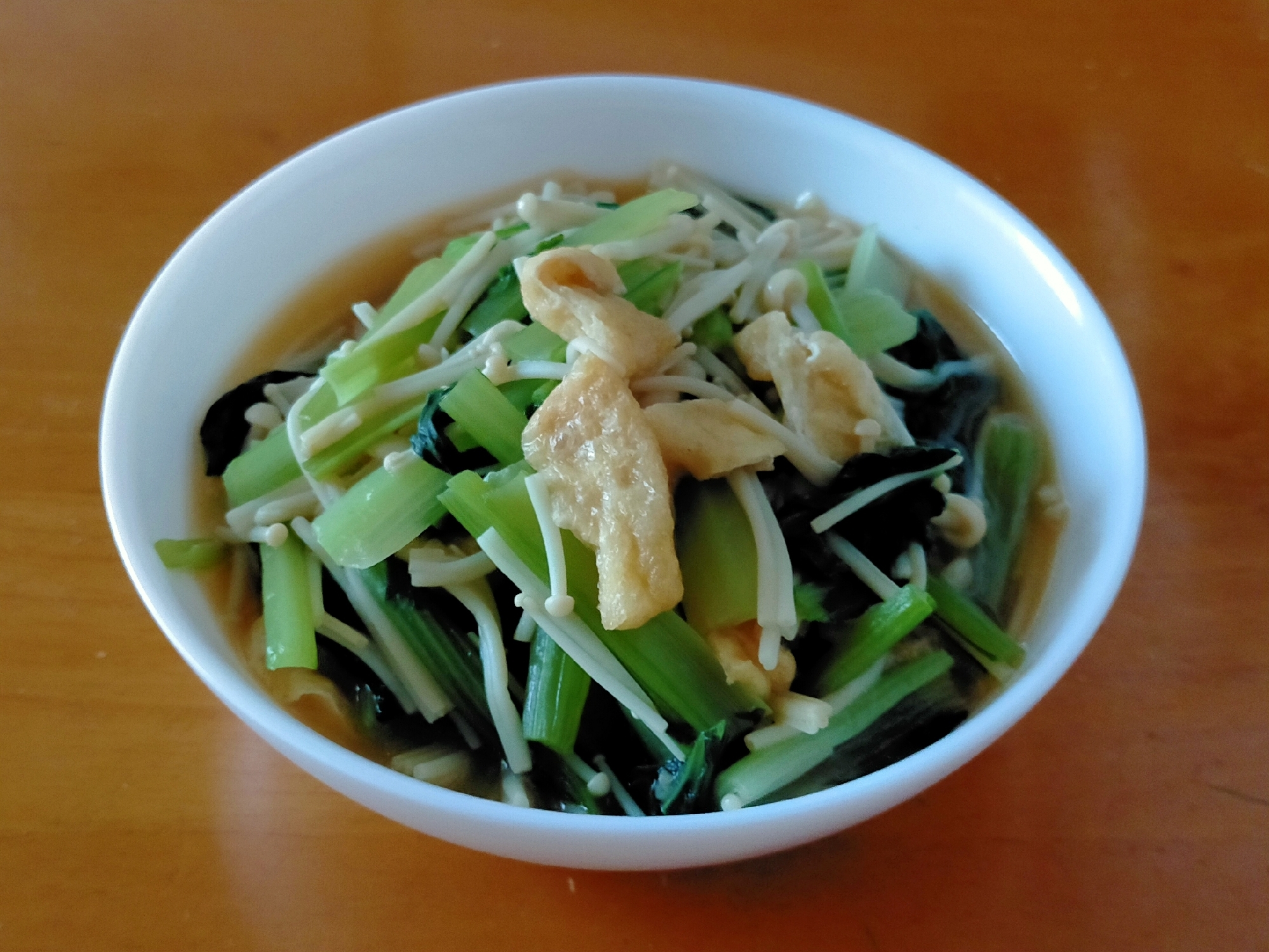 小松菜とえのき茸と油揚げの煮物