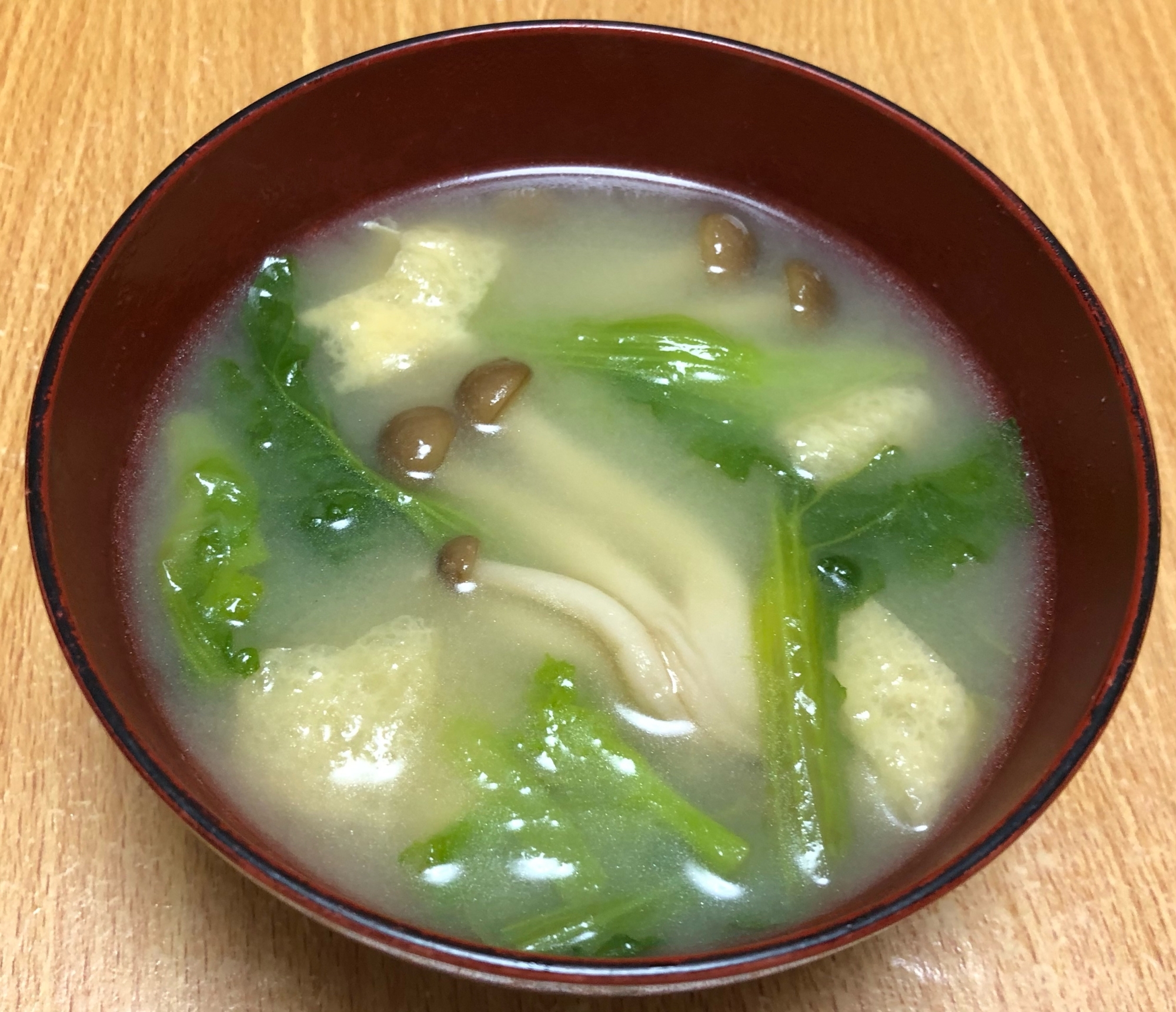 菜の花しめじ油揚げのお味噌汁