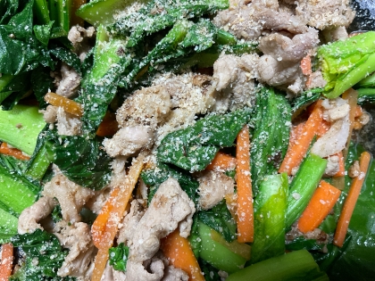 お弁当用ꕤ୭豚肉と小松菜とにんじんの炒め物