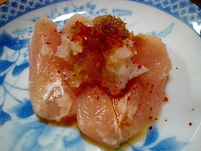 ささみお刺身の一味おろし醤油」 ♪♪ レシピ・作り方 by ひろりん