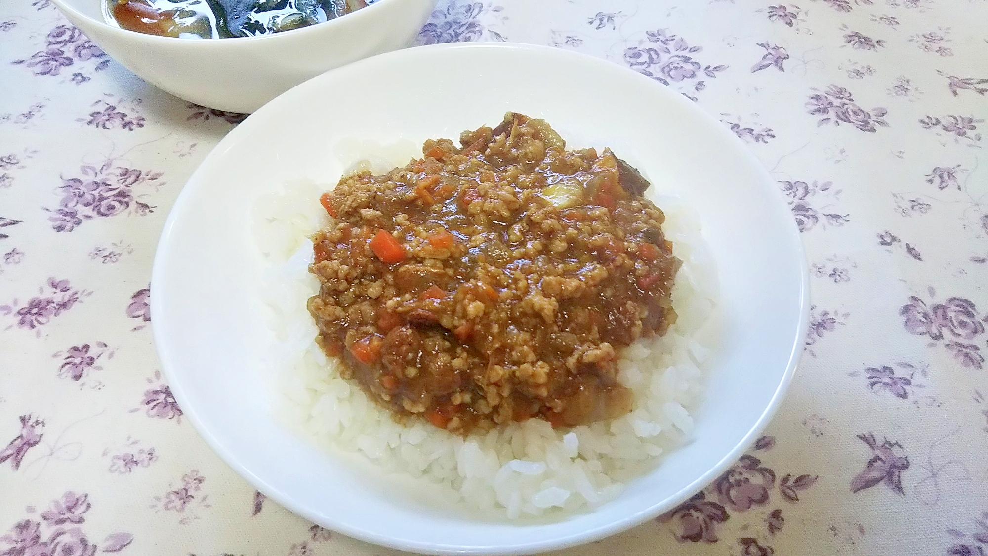 カレーの残りで簡単キーマカレー