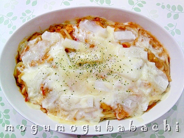 レンジで時短 餅入りカレーうどんグラタン レシピ 作り方 By もぐもぐばばち 楽天レシピ