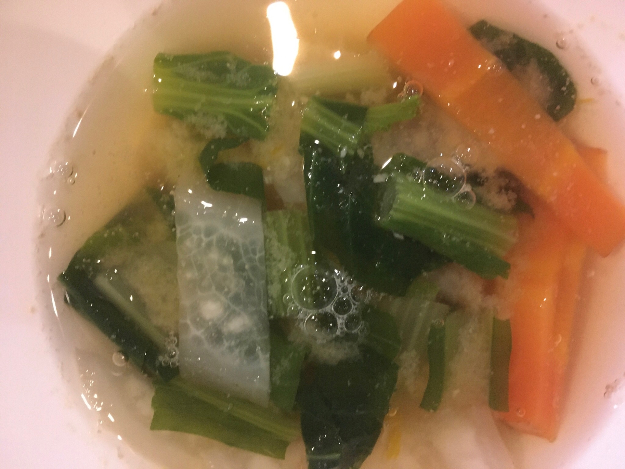 小松菜と人参と大根の味噌汁