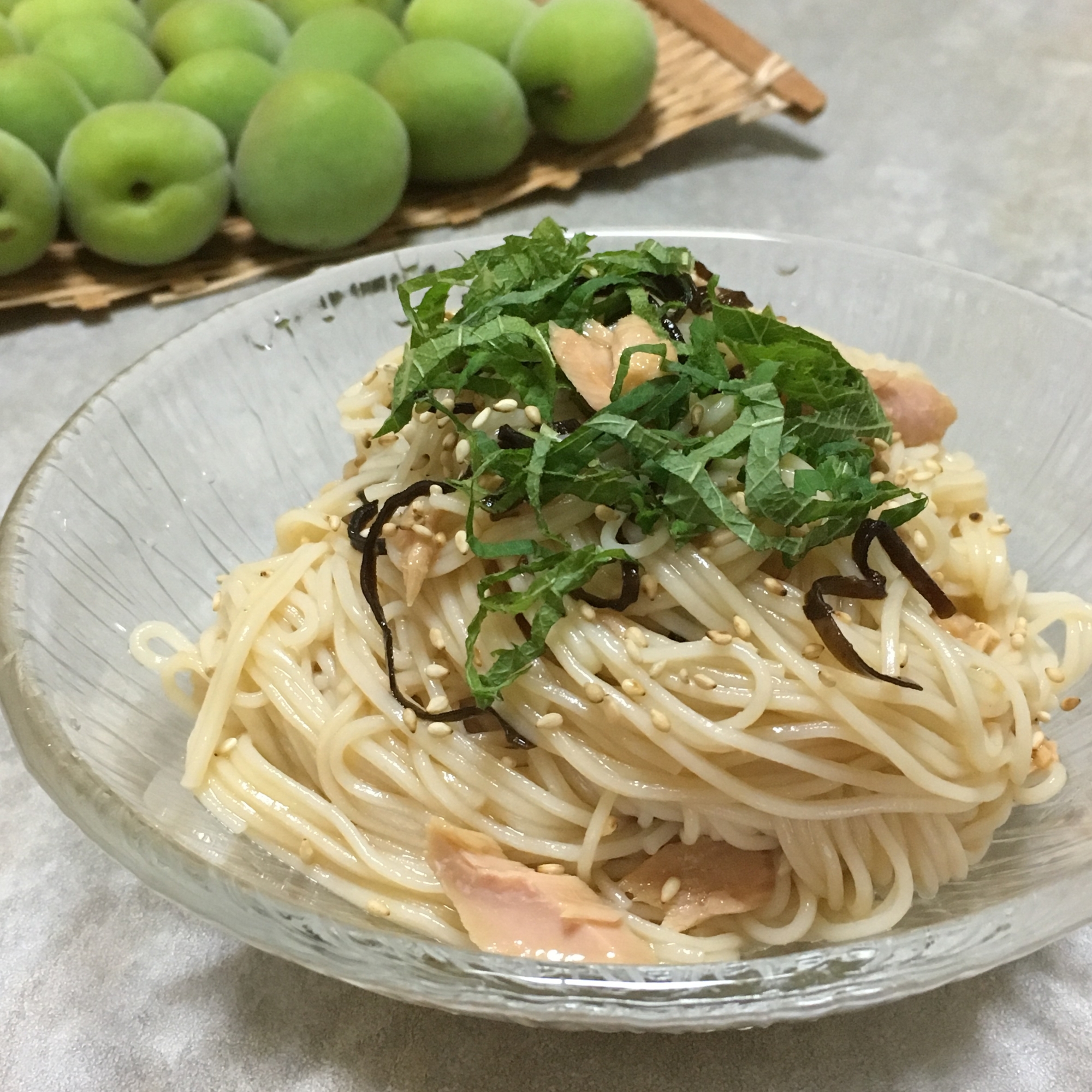 ツナ＆塩昆布deそうめん♪