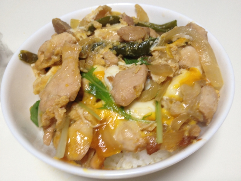 絶品！ベーコン入りの親子丼