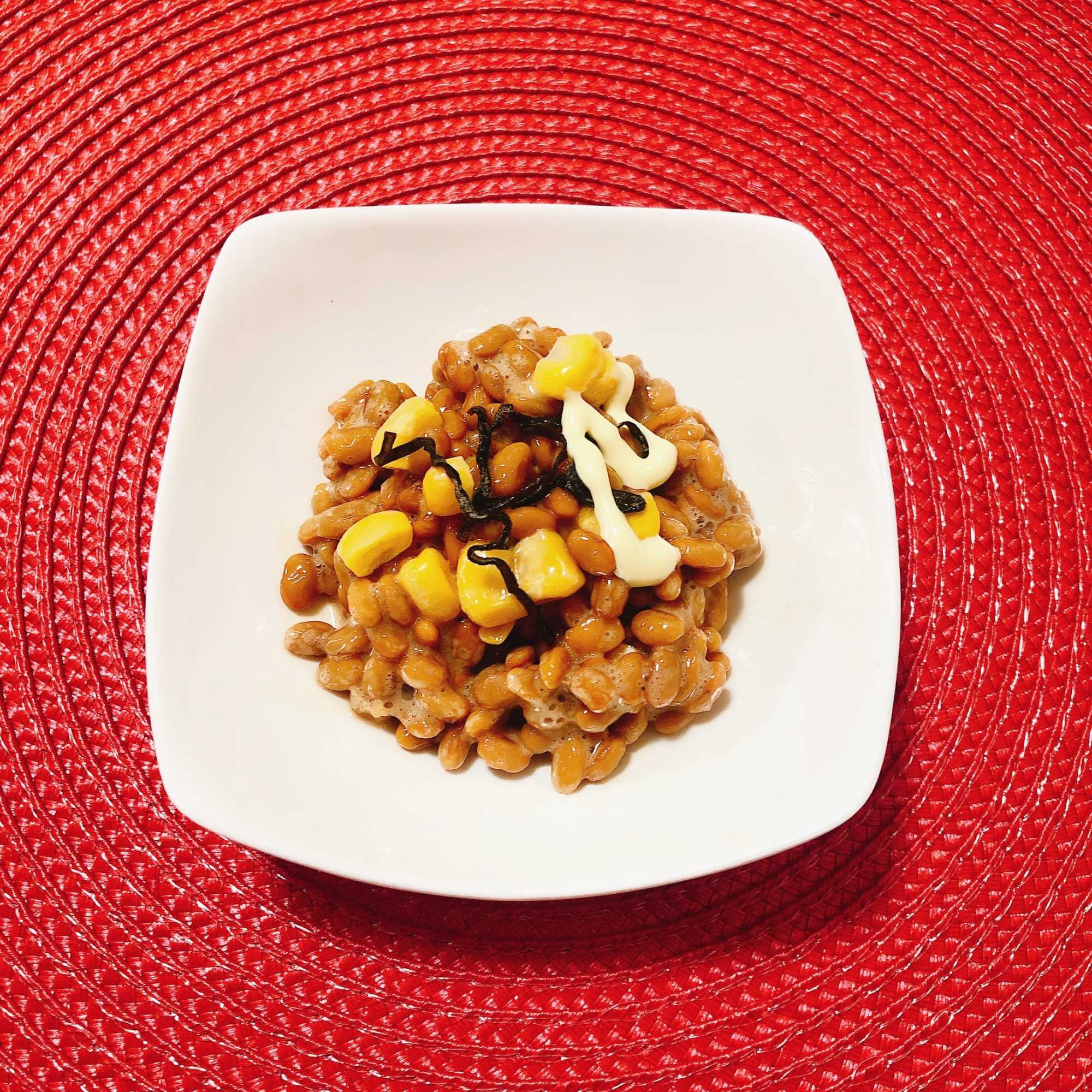 コーン塩昆布♪マヨ納豆˖✧˖°