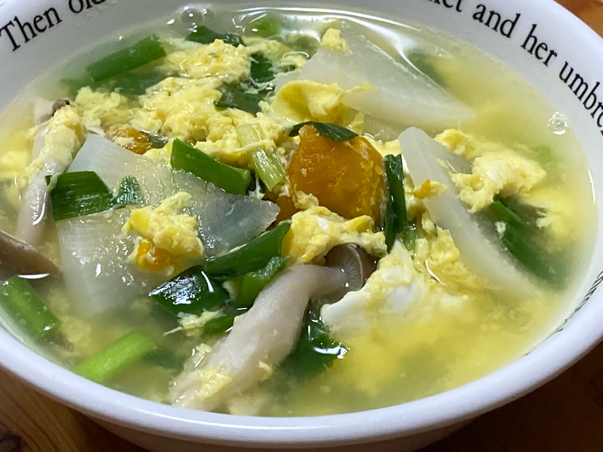ニラ玉中華風スープ