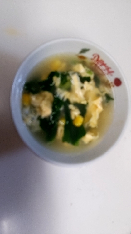 冷凍ほうれん草とコーンの卵スープ