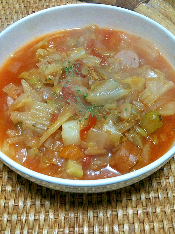 ミネストローネ風、野菜たっぷりデトックススープ