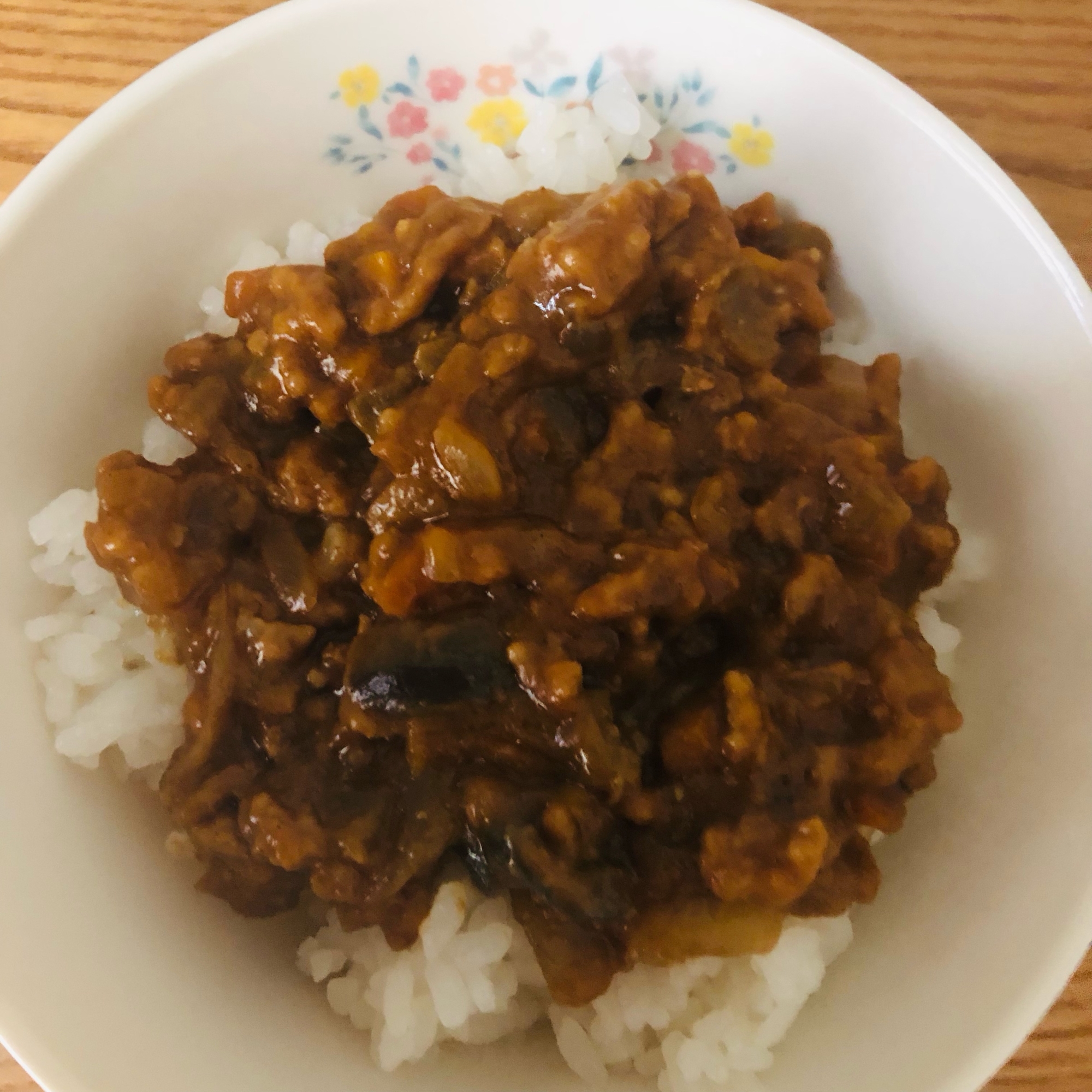 レンジで作る！茄子入りのキーマカレー