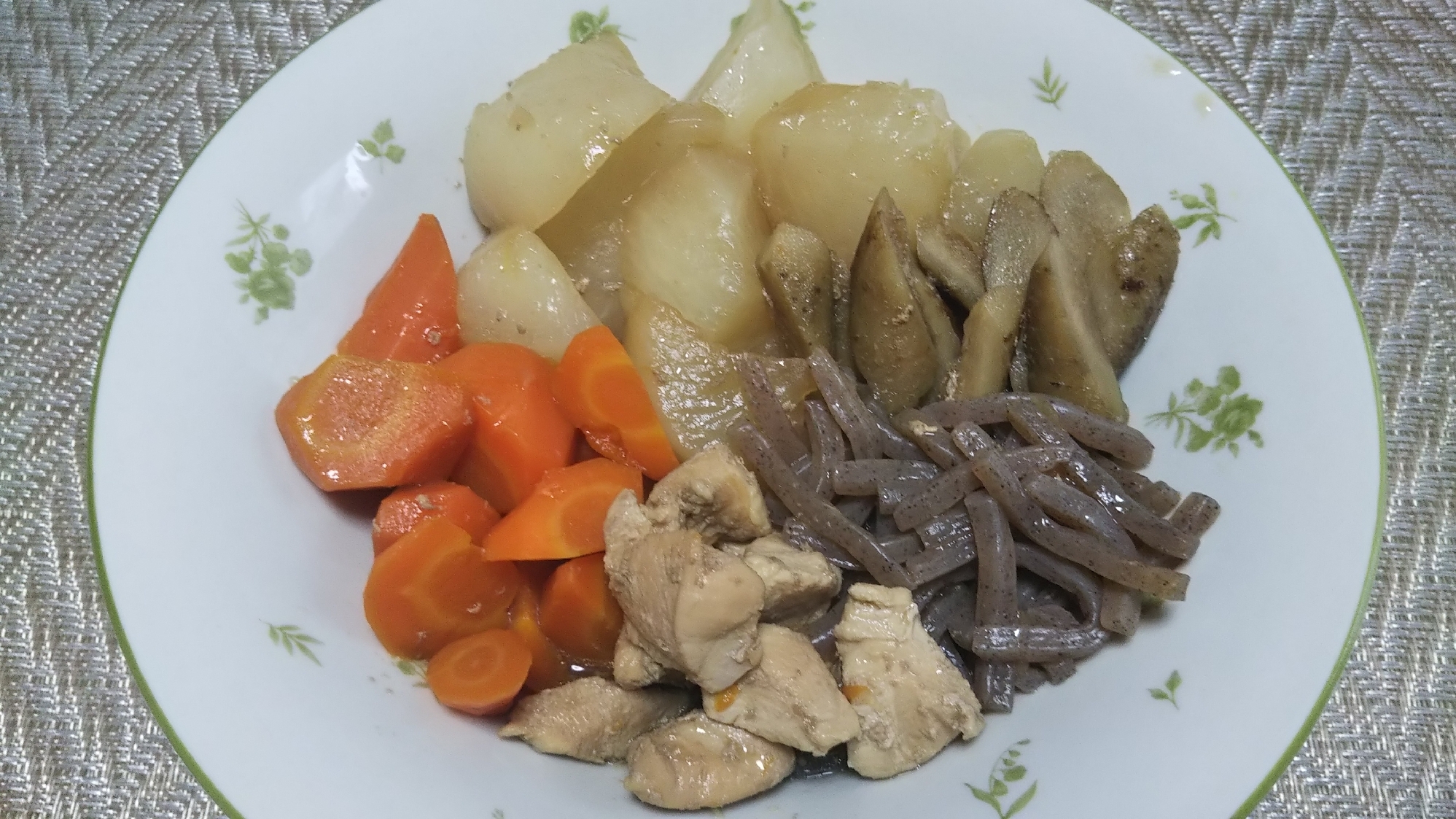 鶏むね肉と大根と牛蒡と人参とつき蒟蒻の煮物☆