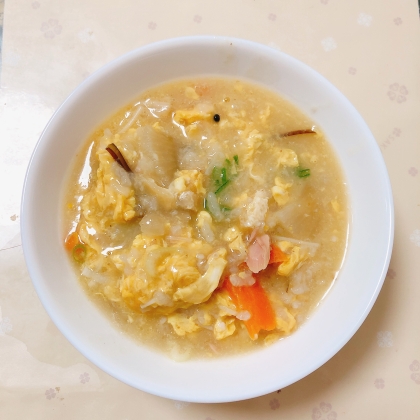 なめこ雑炊☆もち麦入りご飯で