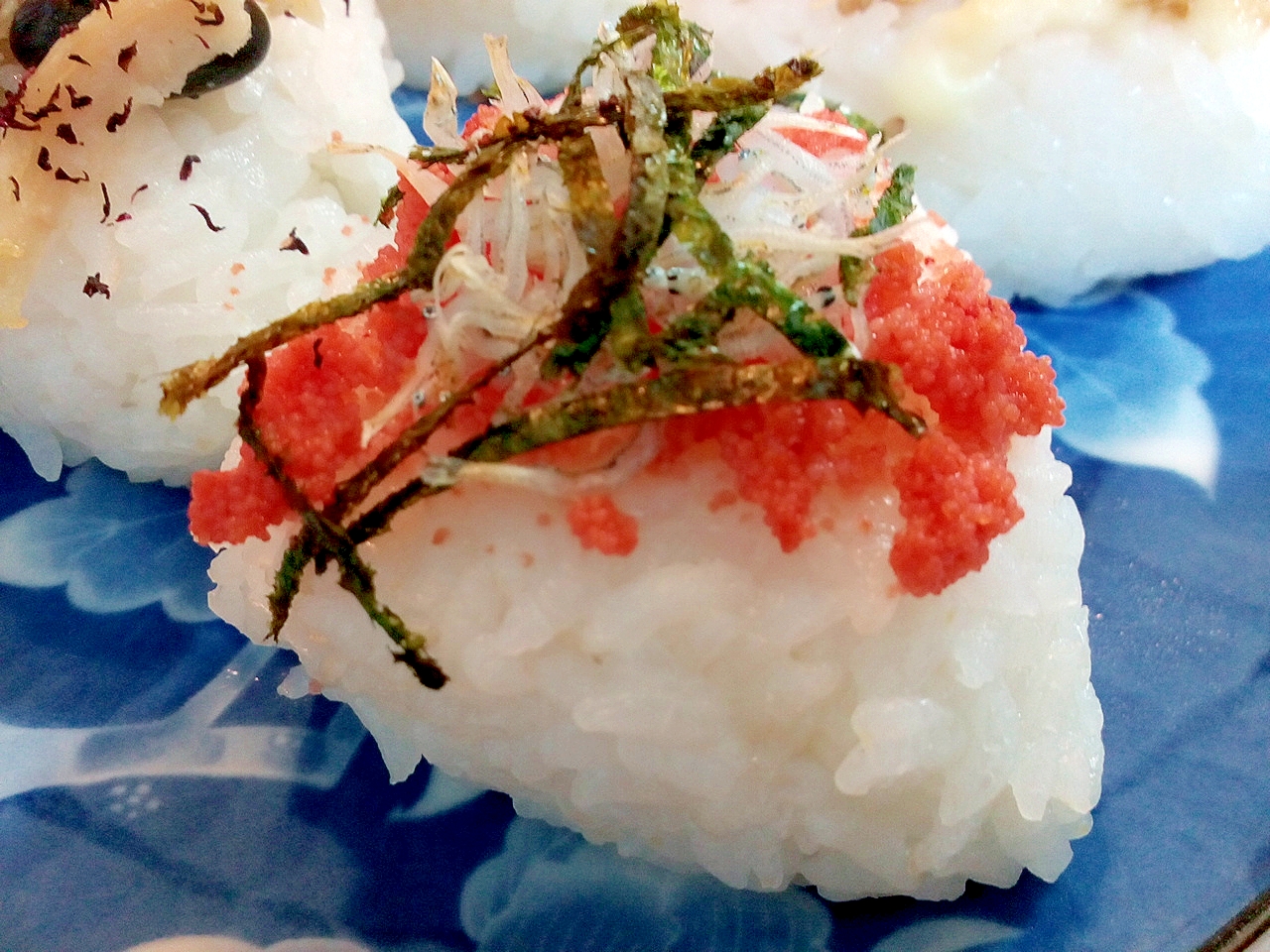 明太子とじゃこときざみ海苔の焼きおにぎり