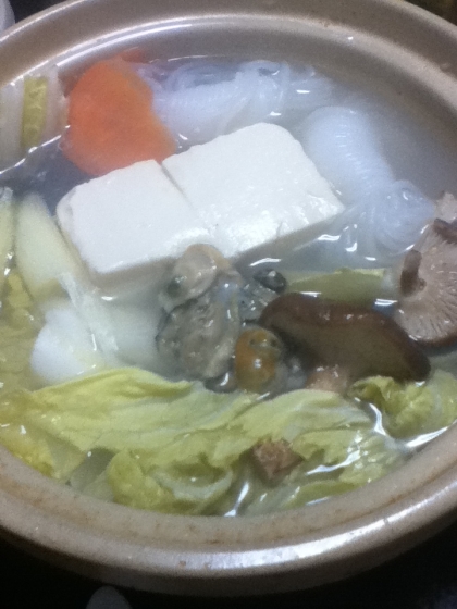 シンプル♪牡蠣入り湯豆腐