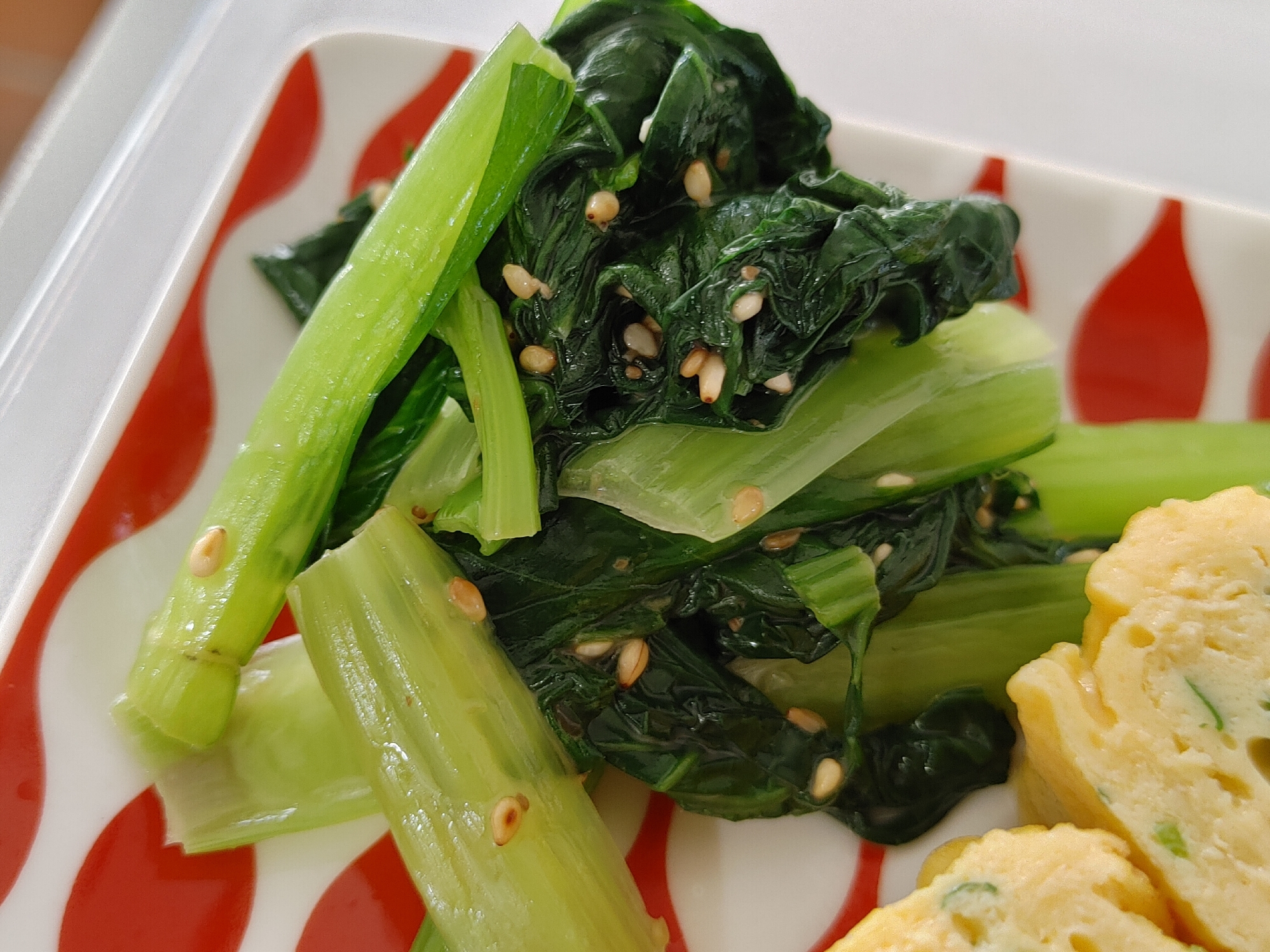 ストウブDe〜小松菜のお浸し胡麻麺つゆ風味