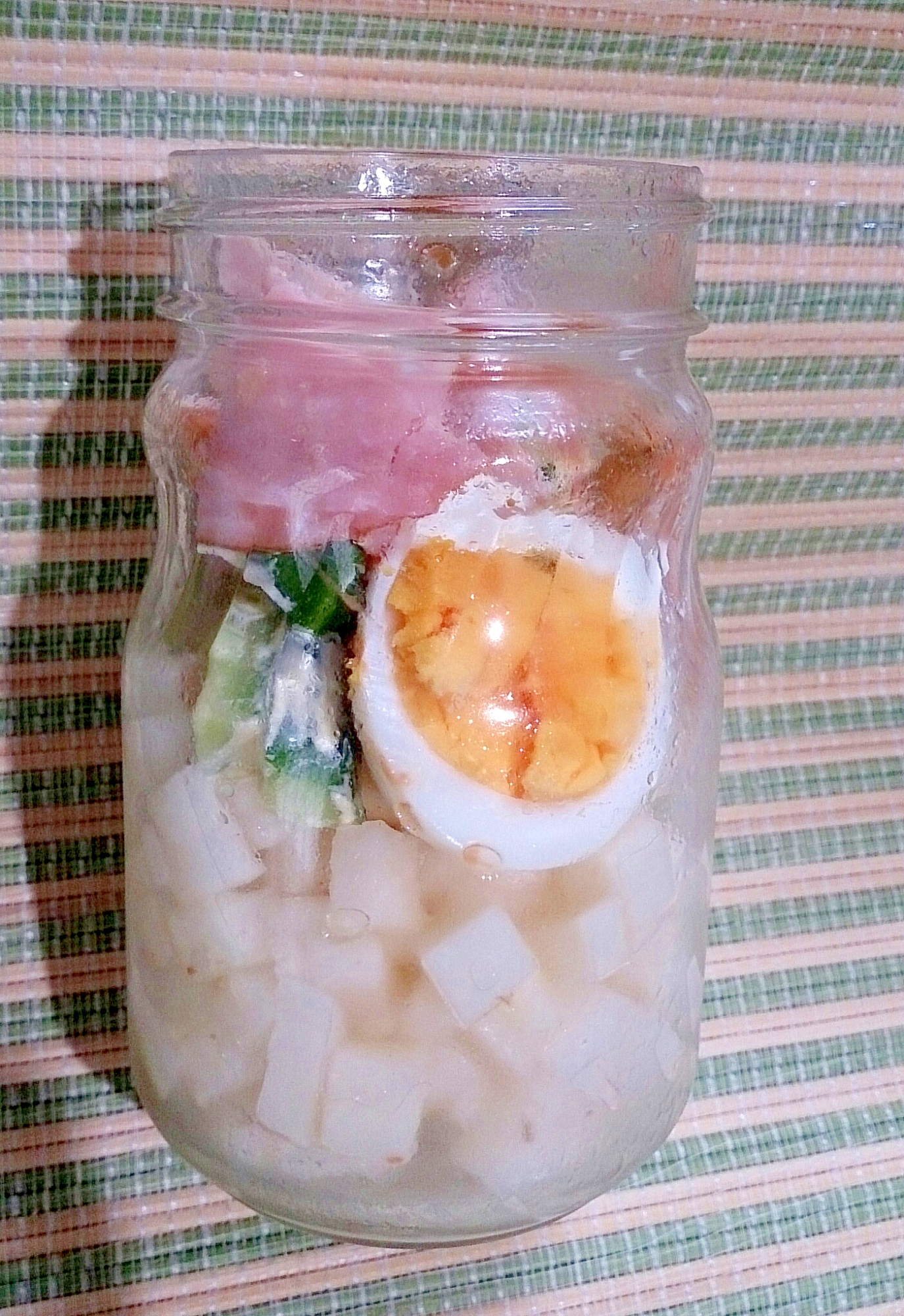 メイソンジャー 大根とゆで卵とハムきゅうマヨサラダ