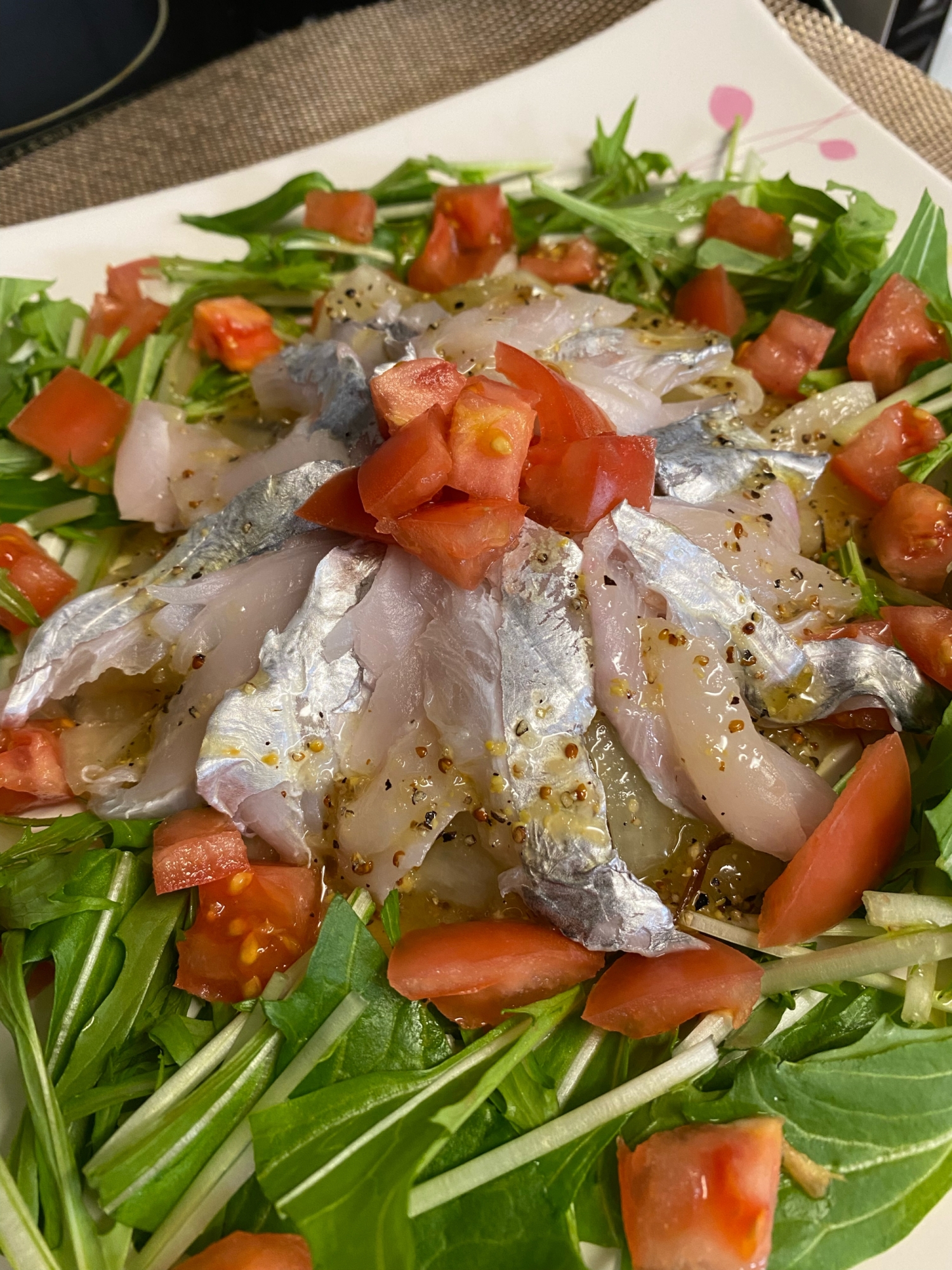 塩昆布を加えて❣️太刀魚と薄切り大根のカルパッチョ