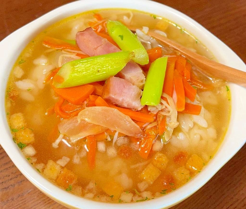 野菜炒めスープ丼