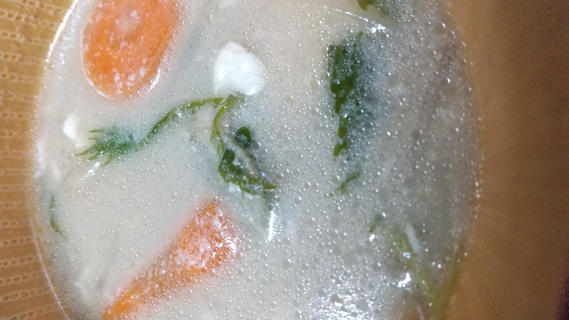 水菜の豆乳スープ