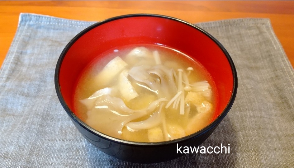 舞茸・えのき・油揚げのお味噌汁♡