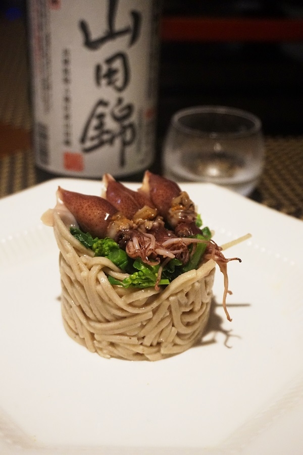 【兵庫食材】蛍烏賊と菜の花の押しそば寿司